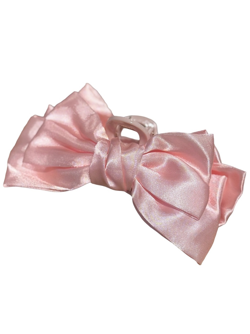 Blush Pink Satin Ribbon Bow Claw Clip Hair Accessory 5” Croquette Romantic NWOT